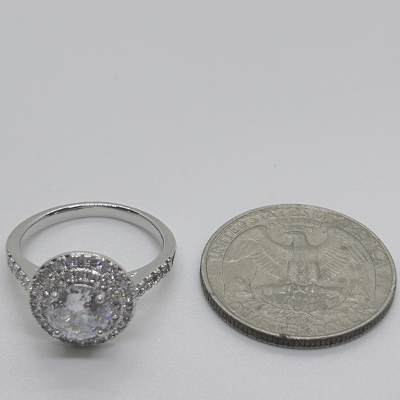Sterling Silver Diamond Cubic Zirconia Round Ring - Picture 7 of 8